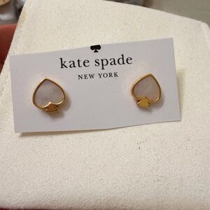 Kate Spade Gold and White Heart Earrings